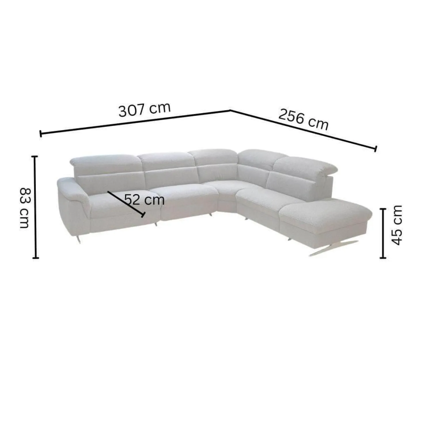 himolla Ecksofas|Ecksofa MS 1019 Stoff 24 Q2 Rustica Brikett Grau Metallkufe Edelstahloptik Gebürstet Mit Wall Free Funktion