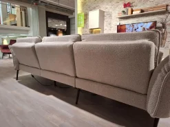 Steinpol Ecksofas|Ecksofa Murcia Stoff Space Natur Metallfuß Schwarz mit motorischer Fußauflage