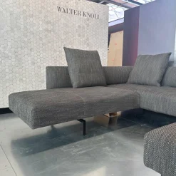 Walter Knoll Ecksofas|Ecksofa Muud Stoff Bogar 7830 Nightshade Grau Kufen Metall Matt Schwarz Pulverbeschichtet Mit Hocker