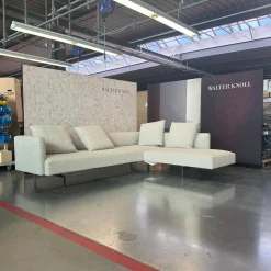 Walter Knoll Ecksofas|Ecksofa Muud Stoff Canto Pearl Beige Kufen Metall Matt Schwarz Pulverbeschichtet Mit Stoppgleitern
