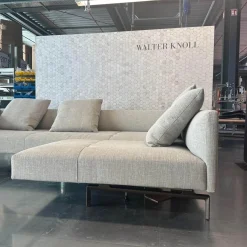 Walter Knoll Ecksofas|Ecksofa Muud Stoff Canto Pearl Beige Kufen Metall Matt Schwarz Pulverbeschichtet Mit Stoppgleitern