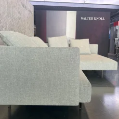 Walter Knoll Ecksofas|Ecksofa Muud Stoff Canto Pearl Beige Kufen Metall Matt Schwarz Pulverbeschichtet Mit Stoppgleitern