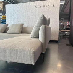 Walter Knoll Ecksofas|Ecksofa Muud Stoff Canto Pearl Beige Kufen Metall Matt Schwarz Pulverbeschichtet Mit Stoppgleitern