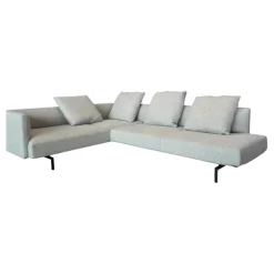 Walter Knoll Ecksofas|Ecksofa Muud Stoff Carré 7823 Moonlight Creme Kufen Metall Matt Schwarz Pulverbeschichtet Mit Filzgleitern