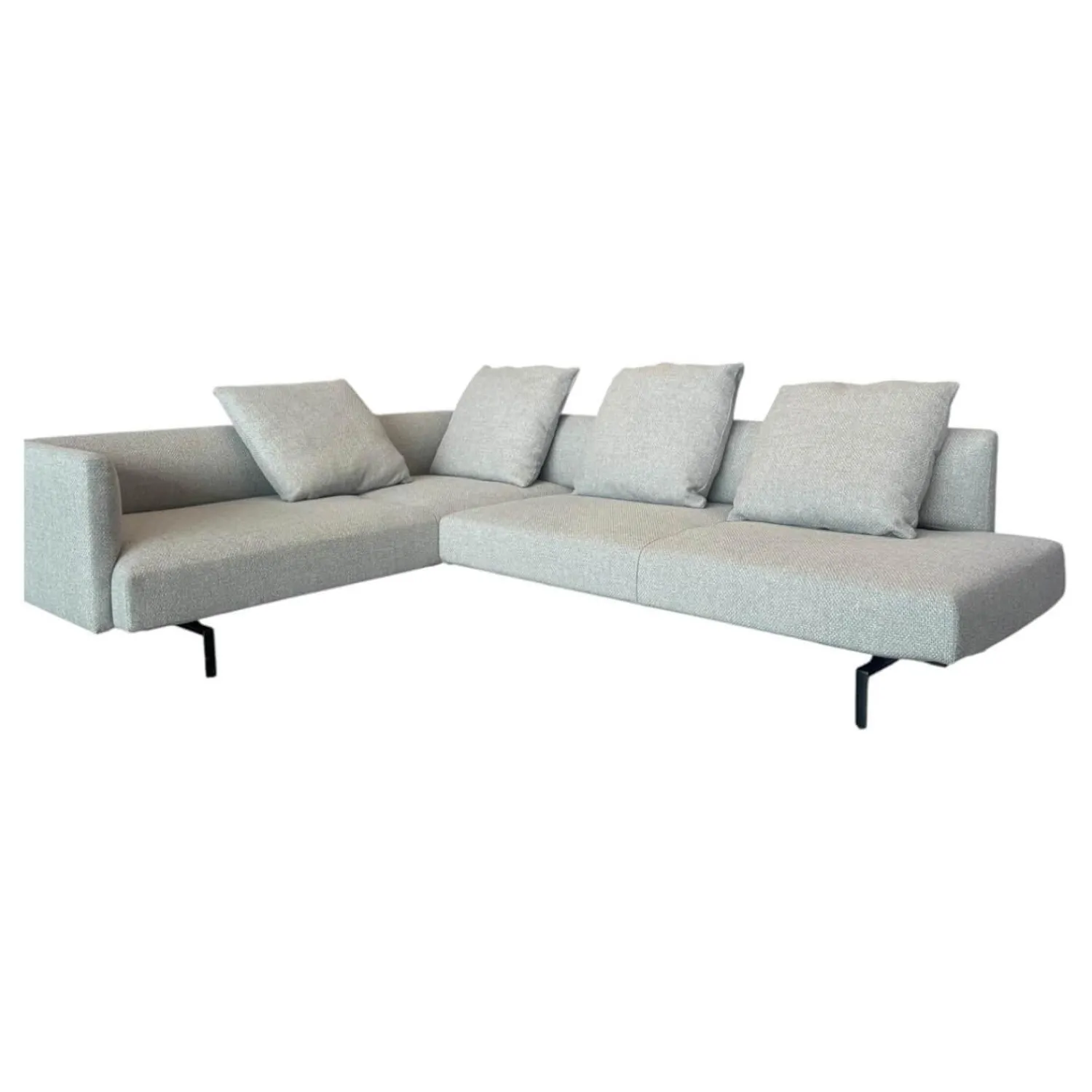 Walter Knoll Ecksofas|Ecksofa Muud Stoff Carré 7823 Moonlight Creme Kufen Metall Matt Schwarz Pulverbeschichtet Mit Filzgleitern
