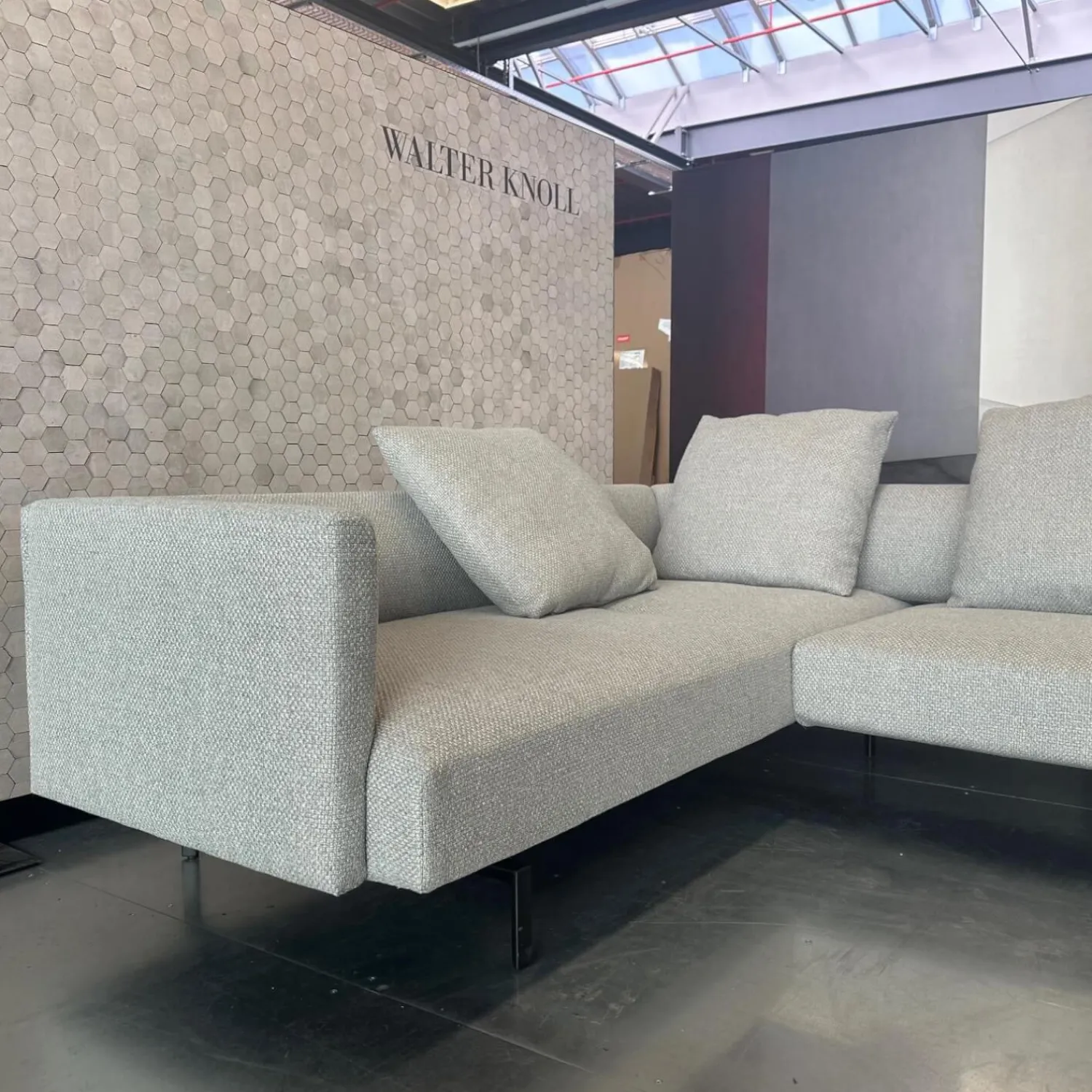 Walter Knoll Ecksofas|Ecksofa Muud Stoff Carré 7823 Moonlight Creme Kufen Metall Matt Schwarz Pulverbeschichtet Mit Filzgleitern