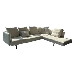 Walter Knoll Ecksofas|Ecksofa Muud Stoff Weave 7757 Pearl Gestell Schwarz Nackenrolle Leder Paco Black Schwarz