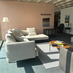 Walter Knoll Ecksofas|Ecksofa Muud Stoff Weave 7757 Pearl Gestell Schwarz Nackenrolle Leder Paco Black Schwarz