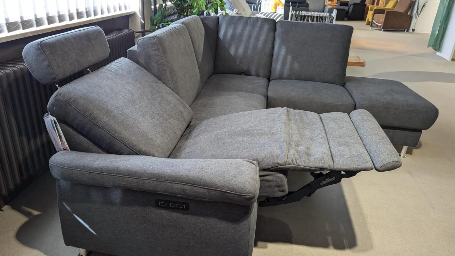 Arco Ecksofas|Ecksofa Nassau Stoff Denise Grau 5697.026 Füße Chrom