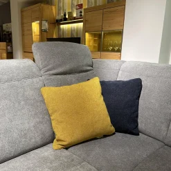 Arco Ecksofas|Ecksofa Neapel Stoff 5802 084 Quarz Hellgrau Federkern Füße Metall Mit Dekokissen