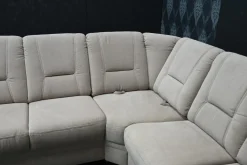 Polipol Ecksofas|Ecksofa Nebraskar Stoff Enoa Fashion Sand 18 Grau mit Manueller Relaxecke