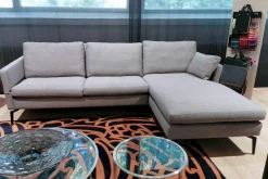 Werther Ecksofas|Ecksofa Nelson Stoff U2288F Hellgrau Metallfüße Schwarz Mit Klappbaren Armlehnen