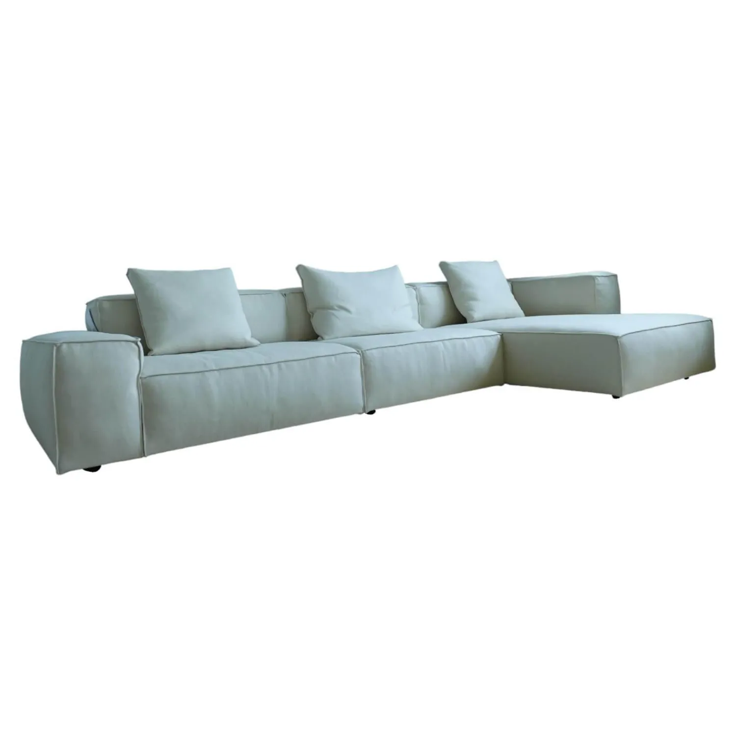 Living Divani Ecksofas|Ecksofa Neowall Stoff Khali Top Farbe 02 Beige Creme mit 3 Kissen