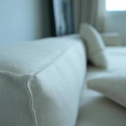 Living Divani Ecksofas|Ecksofa Neowall Stoff Khali Top Farbe 02 Beige Creme mit 3 Kissen