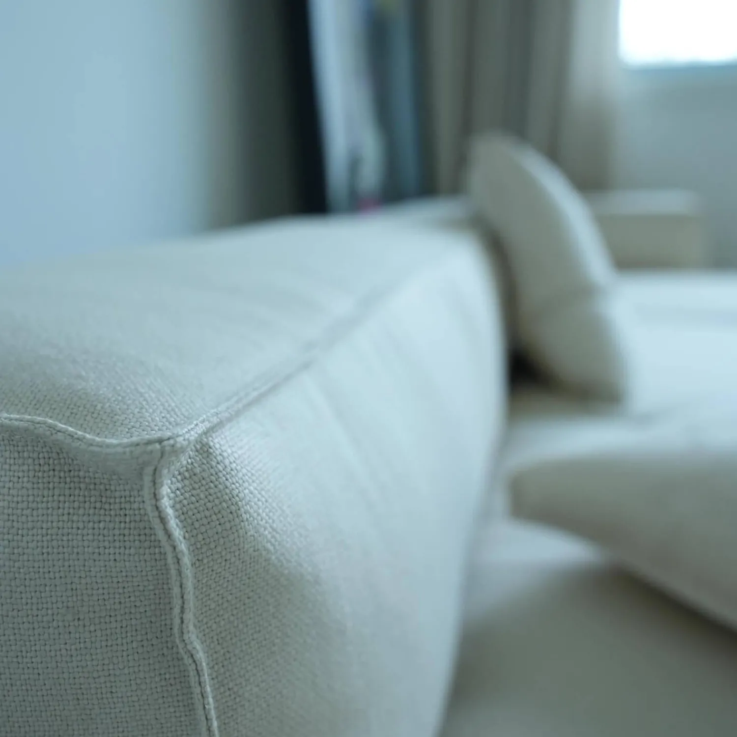 Living Divani Ecksofas|Ecksofa Neowall Stoff Khali Top Farbe 02 Beige Creme mit 3 Kissen