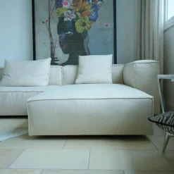 Living Divani Ecksofas|Ecksofa Neowall Stoff Khali Top Farbe 02 Beige Creme mit 3 Kissen
