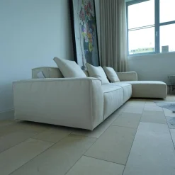 Living Divani Ecksofas|Ecksofa Neowall Stoff Khali Top Farbe 02 Beige Creme mit 3 Kissen