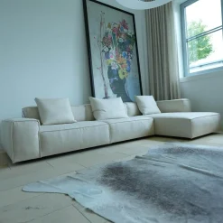 Living Divani Ecksofas|Ecksofa Neowall Stoff Khali Top Farbe 02 Beige Creme mit 3 Kissen