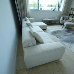 Living Divani Ecksofas|Ecksofa Neowall Stoff Khali Top Farbe 02 Beige Creme mit 3 Kissen