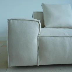 Living Divani Ecksofas|Ecksofa Neowall Stoff Khali Top Farbe 02 Beige Creme mit 3 Kissen