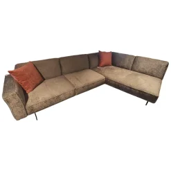 Klier Concept Ecksofas|Ecksofa No 04 Stoff Fusion Thyme PG III Grau Metallfüße Schwarz