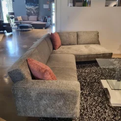 Klier Concept Ecksofas|Ecksofa No 04 Stoff Fusion Thyme PG III Grau Metallfüße Schwarz