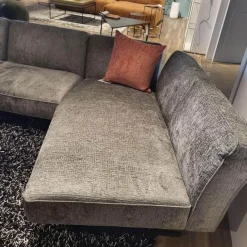 Klier Concept Ecksofas|Ecksofa No 04 Stoff Fusion Thyme PG III Grau Metallfüße Schwarz