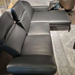 Contur Ecksofas|Ecksofa Noto Leder Schwarz PG L50 Gestell Metall Schwarz Mit Verstellbarer Kopfstütze