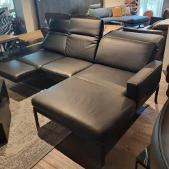 Contur Ecksofas|Ecksofa Noto Leder Schwarz PG L50 Gestell Metall Schwarz Mit Verstellbarer Kopfstütze