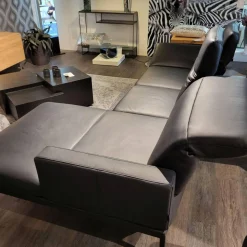 Contur Ecksofas|Ecksofa Noto Leder Schwarz PG L50 Gestell Metall Schwarz Mit Verstellbarer Kopfstütze