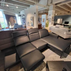 Contur Ecksofas|Ecksofa Noto Leder Schwarz PG L50 Gestell Metall Schwarz Mit Verstellbarer Kopfstütze