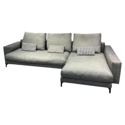 Rolf Benz Ecksofas|Ecksofa Nuvola Stoff 17 100 Dunkel Schwarz Weiß Gemustert Aluminiumgußfuß Lackiert RAL9017 Verkehrsschwarz Schwarz