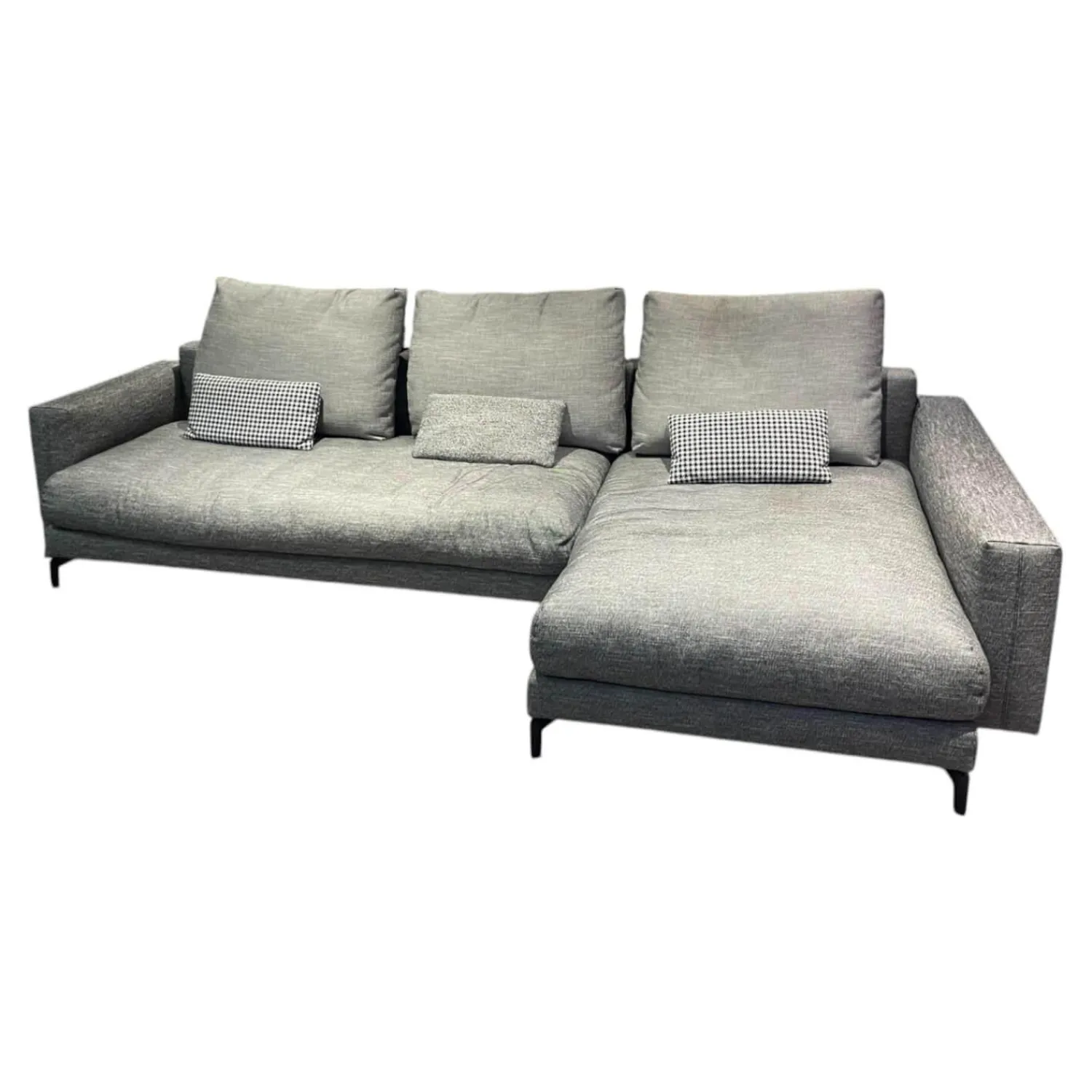 Rolf Benz Ecksofas|Ecksofa Nuvola Stoff 17 100 Dunkel Schwarz Weiß Gemustert Aluminiumgußfuß Lackiert RAL9017 Verkehrsschwarz Schwarz