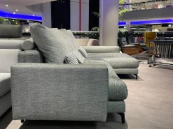 Rolf Benz Ecksofas|Ecksofa Nuvola Stoff 17 100 Dunkel Schwarz Weiß Gemustert Aluminiumgußfuß Lackiert RAL9017 Verkehrsschwarz Schwarz