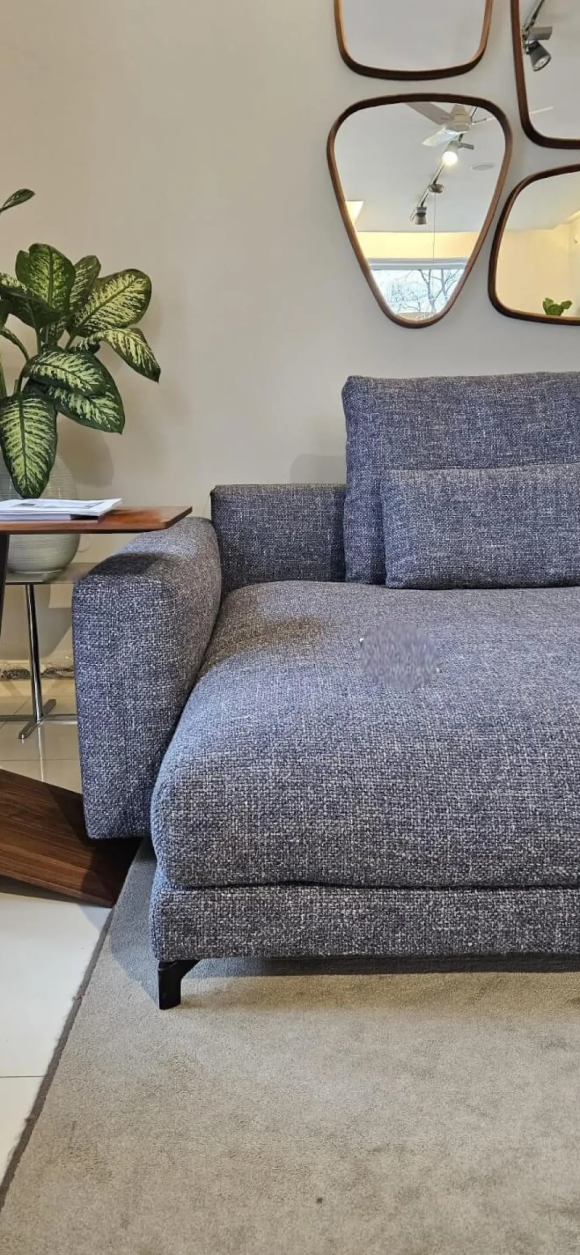 Rolf Benz Ecksofas|Ecksofa Nuvola Stoff 26.380 Schwarzblau Grau Blau Füße Stahl Schwarz Pulverbeschichtet Inklusive Hocker