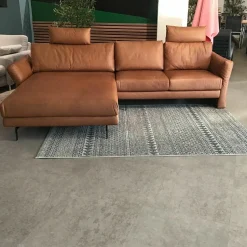 Koinor Ecksofas|Ecksofa Omega 16 Leder D-Tara-Anilin Canyon Braun Füße Metall GH Schwarz