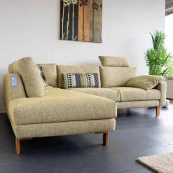 Koinor Ecksofas|Ecksofa Omega Stoff 16 Rado 32 Hellgrün Füße Eiche Geölt Inklusive Kopfstütze