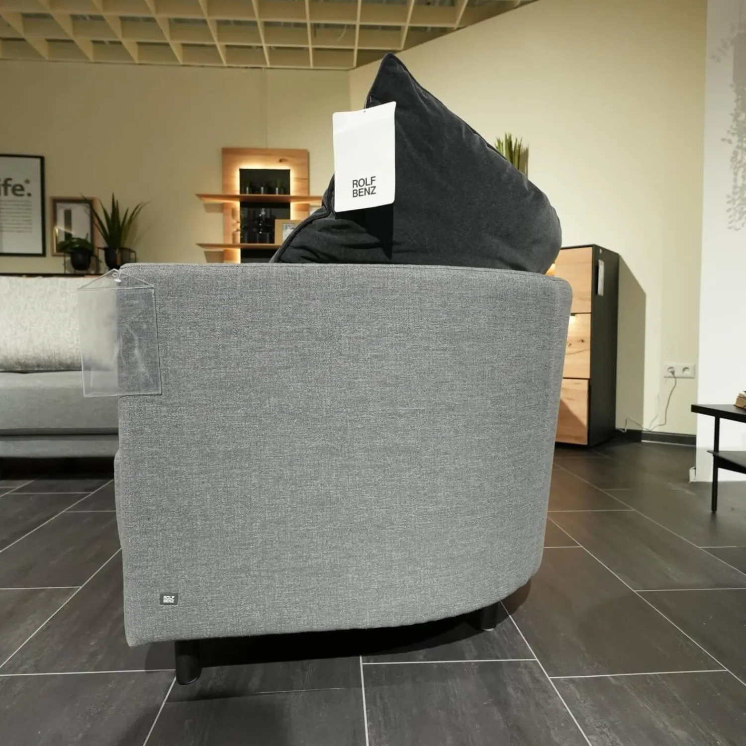 Rolf Benz Wohnlandschaften|Ecksofa Onda Stoff 14 164 Eisengrau Holzfuß Eiche Schwarz Gebeizt Inklusive Kissen