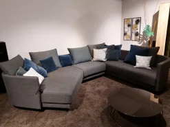 Rolf Benz Ecksofas|Ecksofa Onda Stoff 17.300 Dunkel Schwarz Grau Fuß Massivholz Eiche Schwarz Lackiert Inklusive 9 Bliesen Kissen Und 4 Polsterkissen Ohne Couchtisch