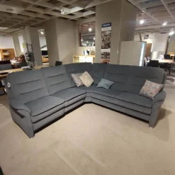 Polipol Ecksofas|Ecksofa OS-PP1132 Bezug Mikrofaser Blau-Grau Füße Metall Mit Motorischer Relaxfunktion