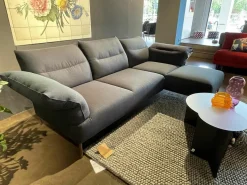 Hay Ecksofas|Ecksofa Pandarine Stoff Fiord 981 Grau Gestell Walnuss Geölt