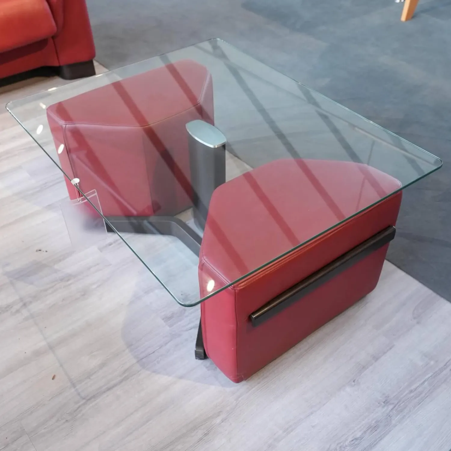 Stressless Ecksofas|Ecksofa Paradies Leder Paloma Cherry Rot Fuß Buche Wenge Schwarz Mit Kissen Und Couchtisch