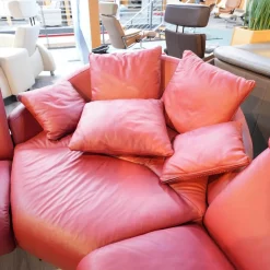 Stressless Ecksofas|Ecksofa Paradies Leder Paloma Cherry Rot Fuß Buche Wenge Schwarz Mit Kissen Und Couchtisch