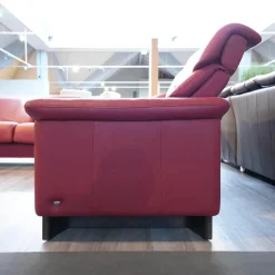 Stressless Ecksofas|Ecksofa Paradies Leder Paloma Cherry Rot Fuß Buche Wenge Schwarz Mit Kissen Und Couchtisch
