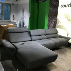 Polinova Ecksofas|Ecksofa Patras Leder Aurelia Graphit Grau Füße Aluminium Poliert mit Verstellfunktionen