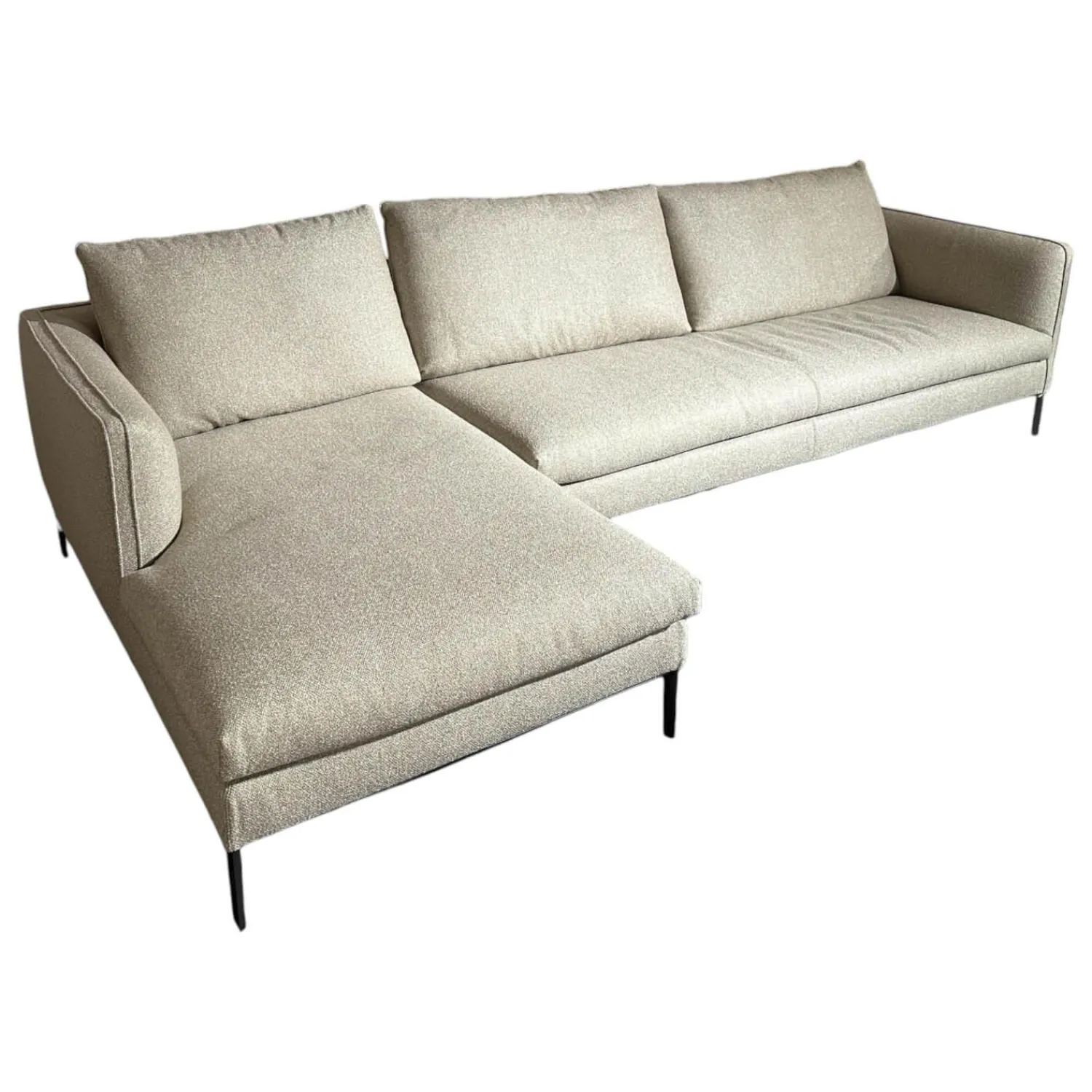 Molteni & C Ecksofas|Ecksofa Paul Stoff KH520 Kiwi Grau Grün Gestell Zinnfarbig