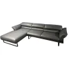 Candy Ecksofas|Ecksofa Peimann Leder Mercury Fango Grau Metallkufen Schwarz Matt