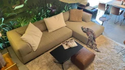 Flexform Ecksofas|Ecksofa Perry Stoff Elettra 202 Grau Keder Gros Grain 142 Grau Braun Füße Silber Inklusive Kissen