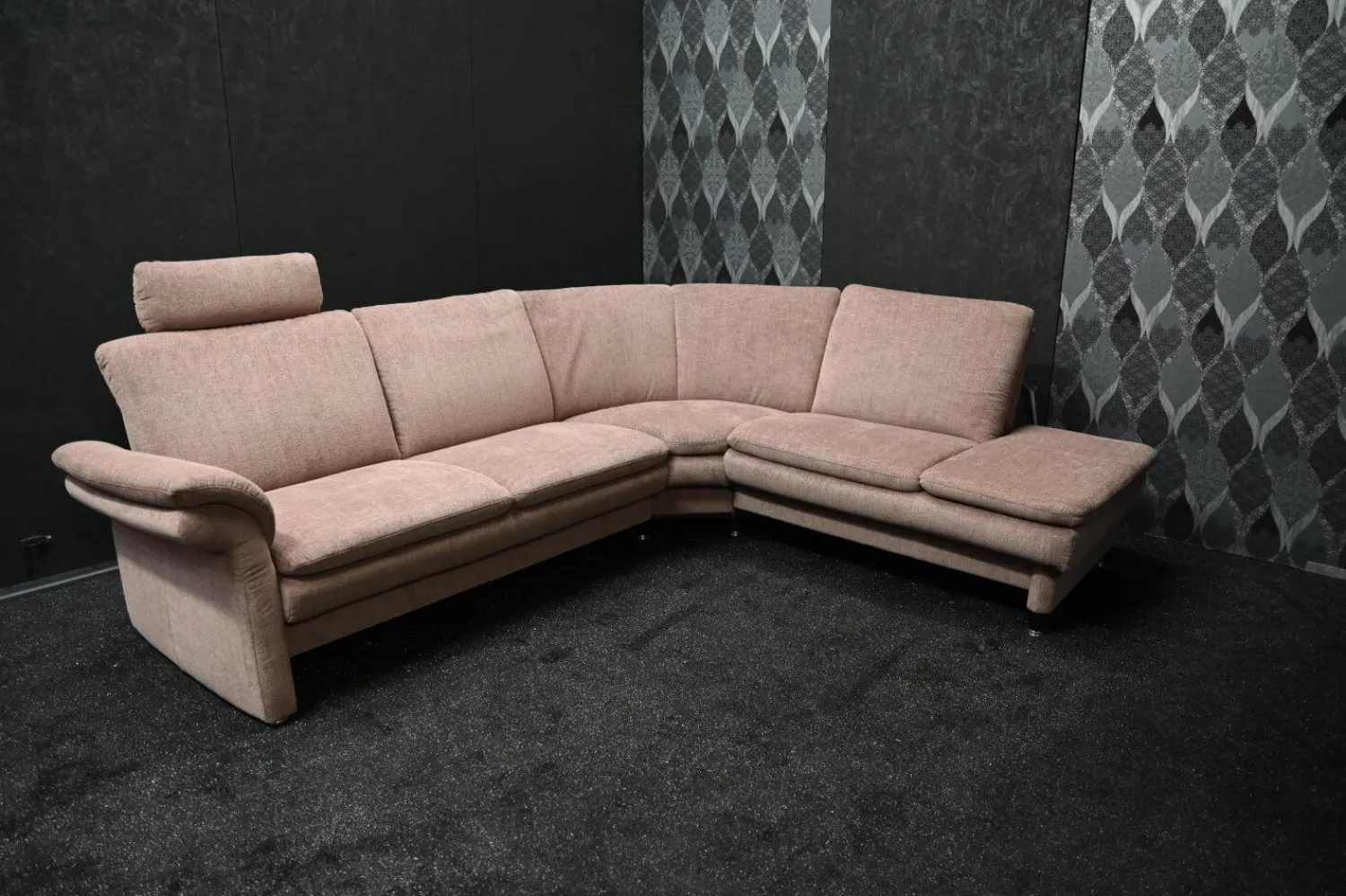 Arco Ecksofas|Ecksofa Picco Stoff Amane AC Malve Beige Braun mit Armlehnenverstellung