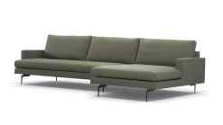 Sophisticated Living Ecksofas|Ecksofa Plateia Bezug Stoff Rima 22 Dunkelgrau Stahlfuß Schwarz Lackiert